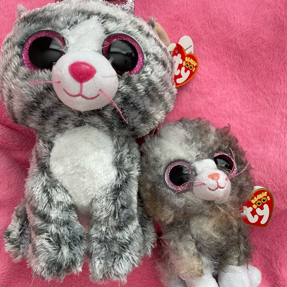 Ty beanie boos Cat bundle = 2 cat 1 medium size and one regular